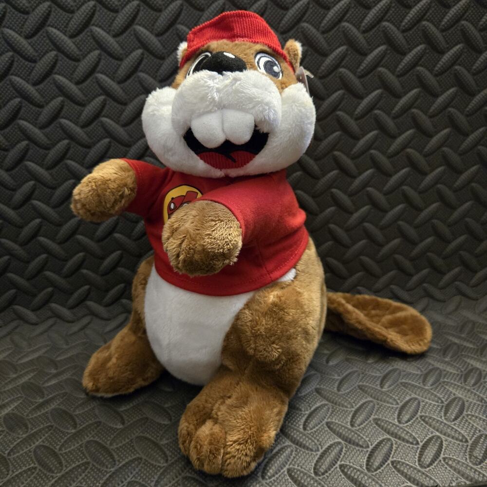 Buc-ee’s Beaver Plush Toy Red Shirt Hat Stuffed Animal Souvenir
